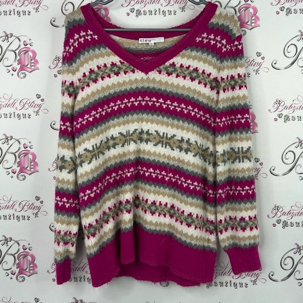 Cleo sweater Vneck sparkly gold stripes striped Multicolor V-Neck Sweater